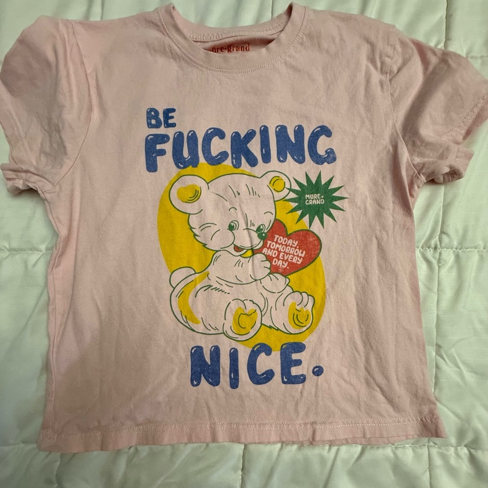 Pink Graphic Kids T-Shirt with Bear Design